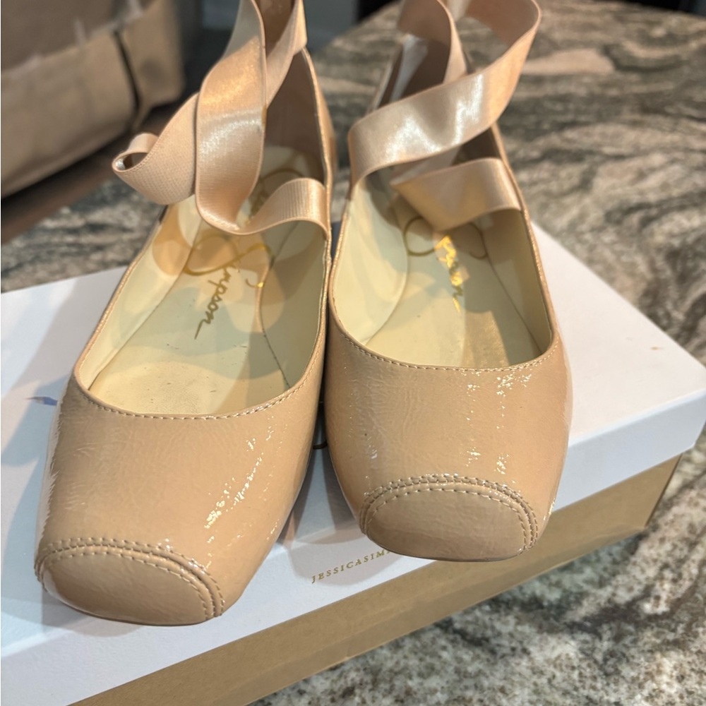 Jessica Simpson Nude Ballet Flats with Ribbon